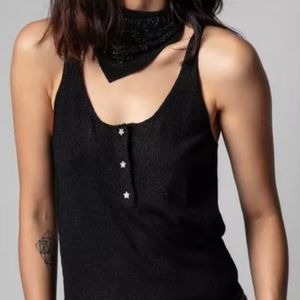 Joss sparkle rhinestones buttons tank